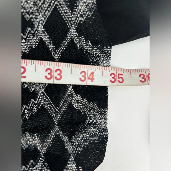 NWT MISSONI L/S Fit & Flare Dress Size 40 Lame Pattern V Neck Black Silver - Picture 16 of 16